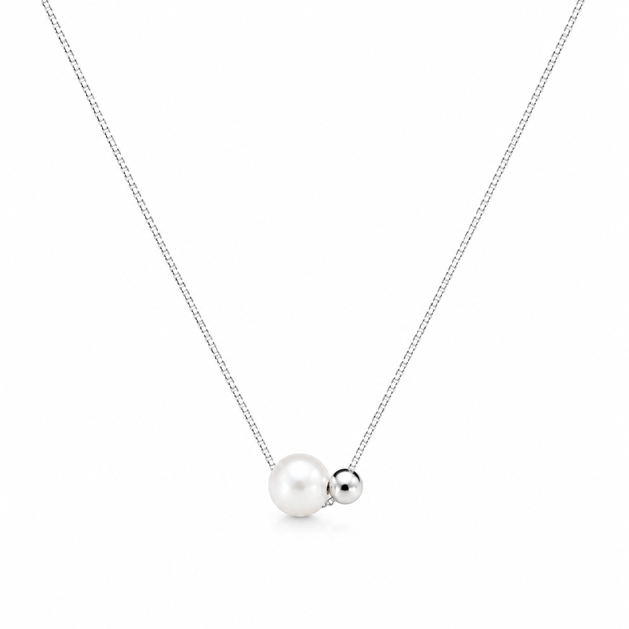 Elegant Silver Pearl Pendant Necklace