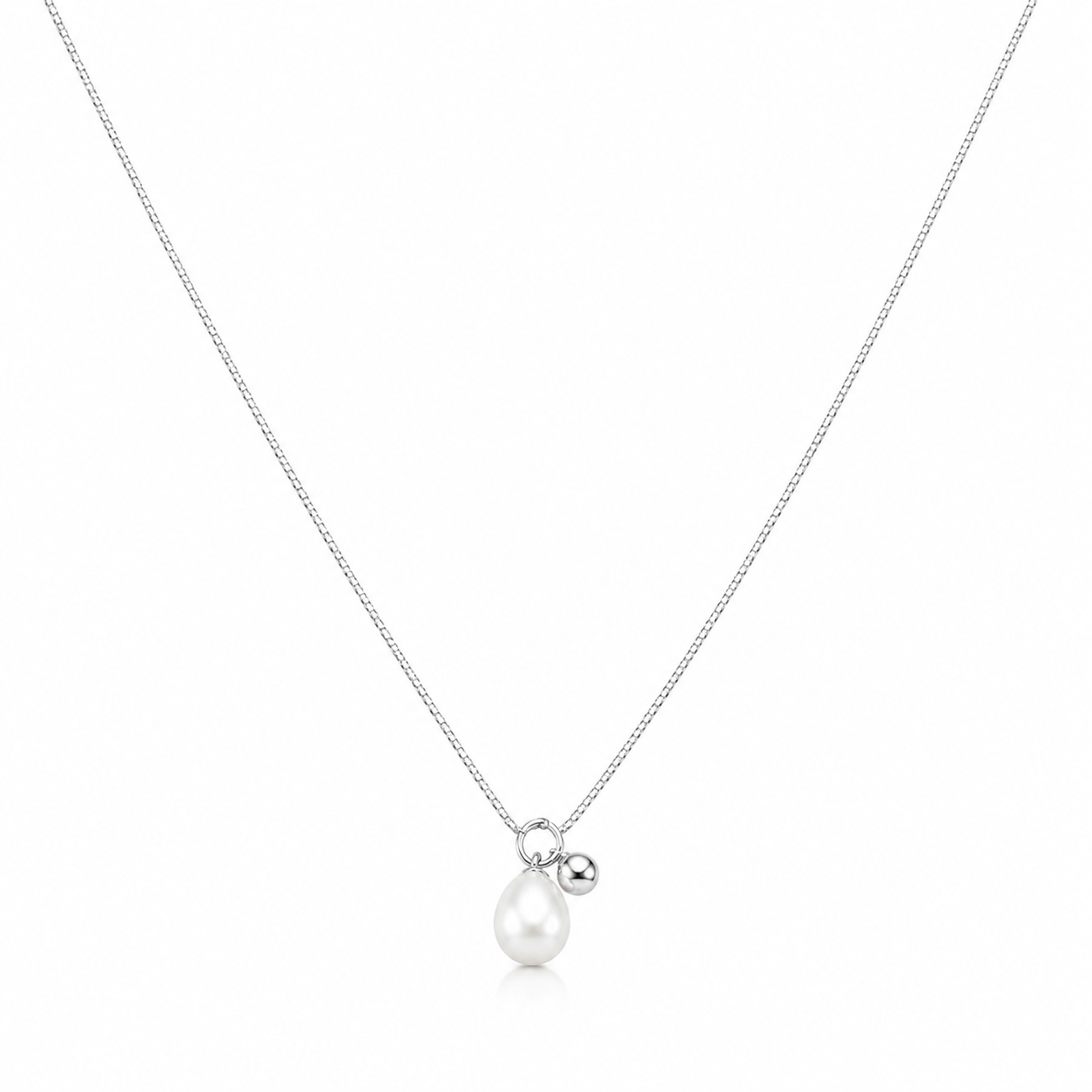 Elegant Silver Pearl Drop Pendant Necklace