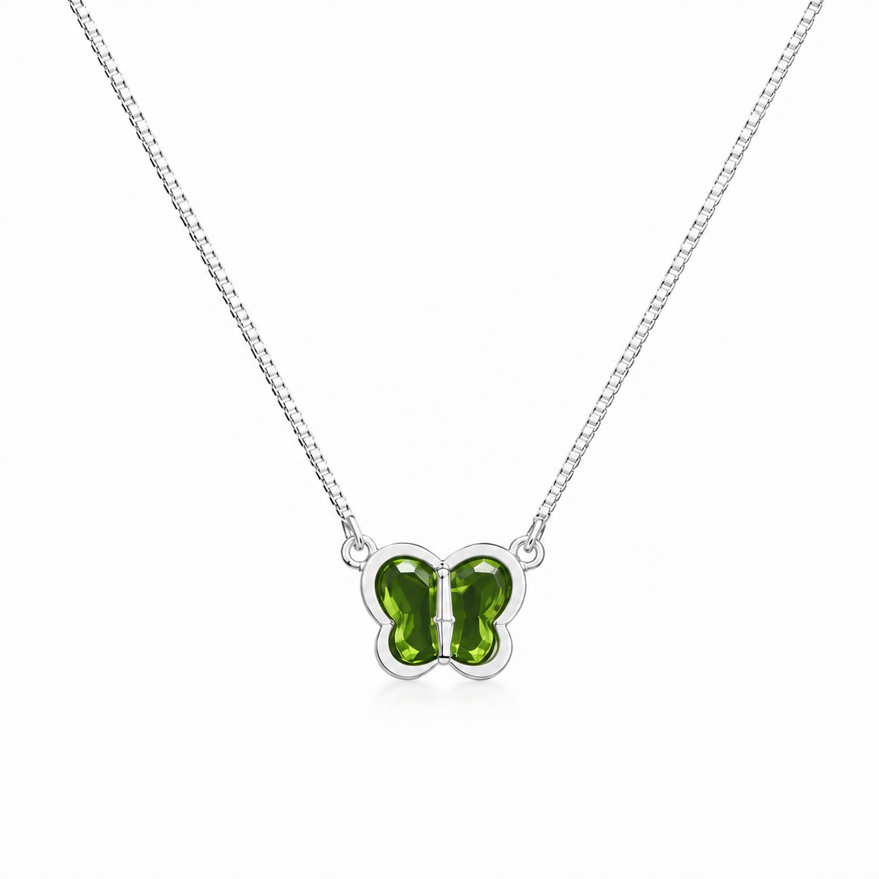 Green Butterfly Silver Pendant