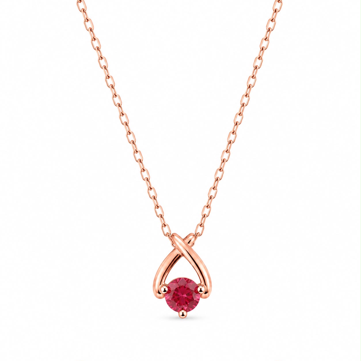 Rose silver single  red stone Pendant