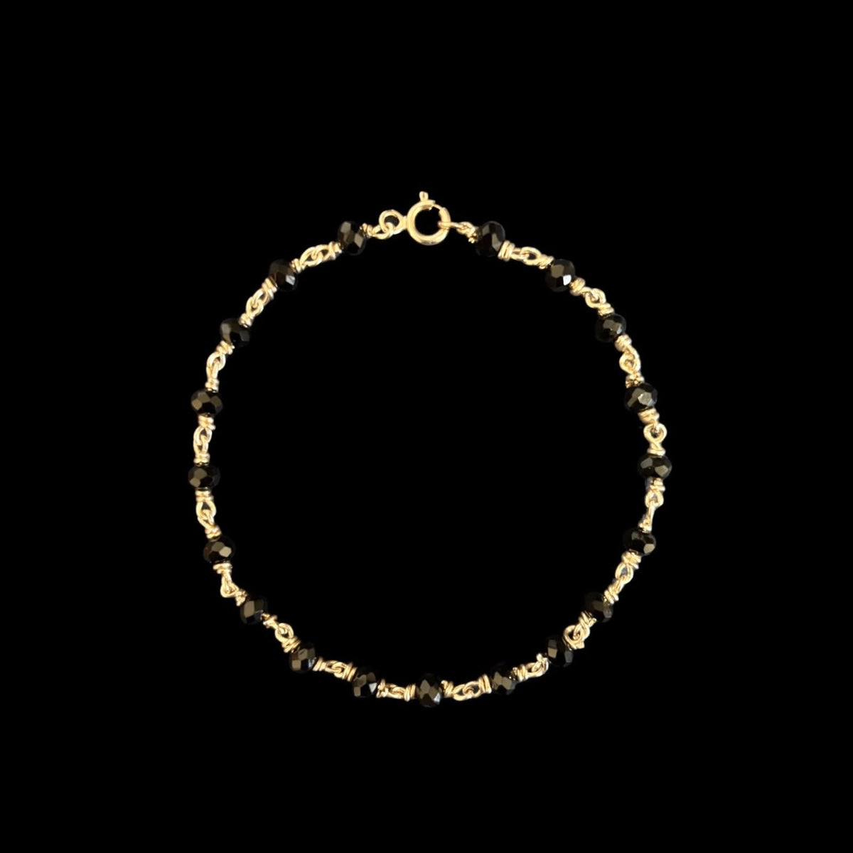 Black Beaded silver chain Bracelets