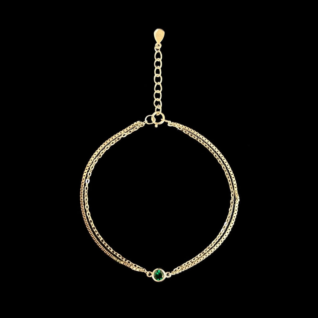 GREEN STONE DOUBLE LAYER BRACELET