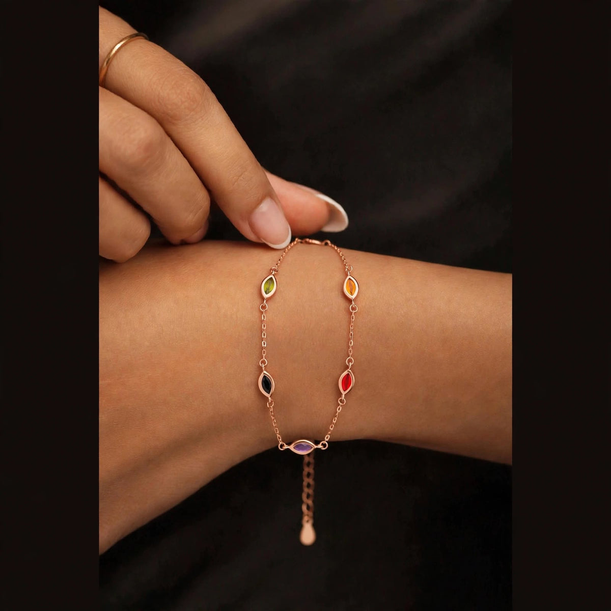 Multicolor stone silver Bracelet