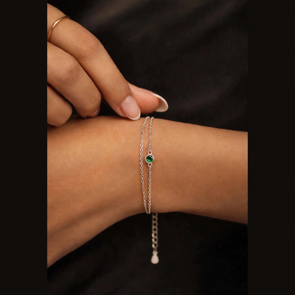 GREEN STONE DOUBLE LAYER BRACELET